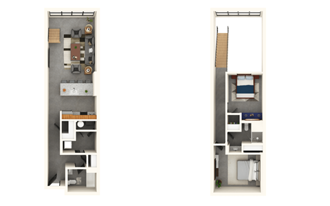 Floor plan for 2 beds, 2 baths, 1041 sqft